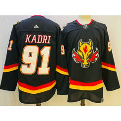 NHL Flames 91 Kadri Black Adidas Men Jersey