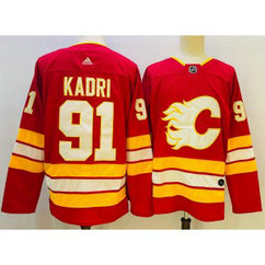 NHL Flames 91 Kadri Red Adidas Men Jersey
