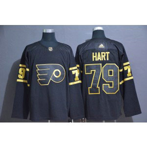 NHL Flyers 79 Carter Hart Black Gold Adidas Men Jersey NHL Flyers 79 Carter Hart Black Gold Adidas Men Jersey