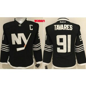 NHL Islanders 91 John Tavares Black Alternate Women Jersey