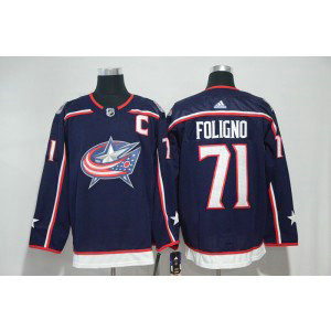 NHL Jackets 71 Nick Foligno Navy Adidas Men Jersey