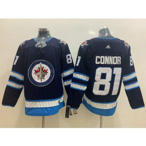 NHL Jets 81 Kyle Connor Navy Adidas Men Jersey