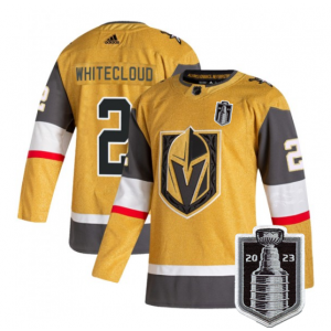 NHL Knights 2 Zach Whitecloud Gold 2023 Stanley Cup Final Adidas Men Jersey