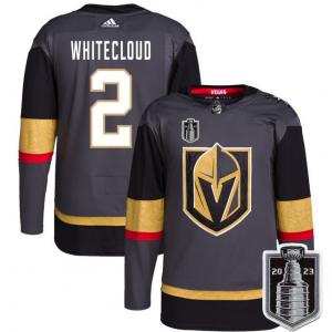 NHL Knights 2 Zach Whitecloud Gray 2023 Stanley Cup Final Adidas Men Jersey