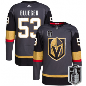 NHL Knights 53 Teddy Blueger Gray 2023 Stanley Cup Final Adidas Men Jersey