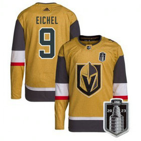 NHL Knights 9 Jack Eichel Gold 2023 Stanley Cup Final Adidas Men Jersey