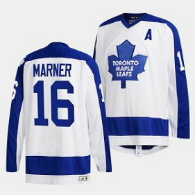 NHL Leafs 16 Mitchell Marner White Classics Primary Logo Adidas Men Jersey