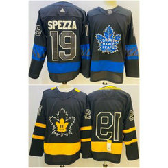 NHL Leafs 19 Jason Spezza Black Yellow Blue Reversible Adidas Men Jersey