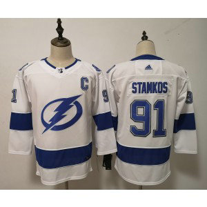 NHL Lightning 91 Steven Stamkos White Adidas Youth Jersey