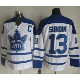 NHL Maple Leafs 13 Mats Sundin White CCM Throwback Winter Classic Men Jersey