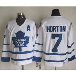 NHL Maple Leafs 7 Tim Horton White CCM Throwback Men Jersey