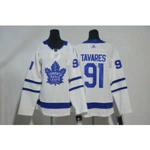 NHL Maple Leafs 91 John Tavares Adidas White Youth Jersey