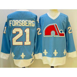 NHL Nordiques 21 Peter Forsberg Blue Men Jersey
