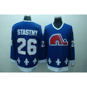 NHL Nordiques 26 Peter Stastny Blue CCM Throwback Men Jersey