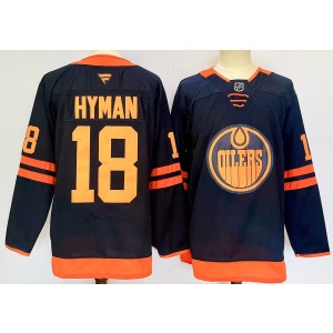 NHL Oilers 18 Zach Hyman Navy 2024 New Men Jersey