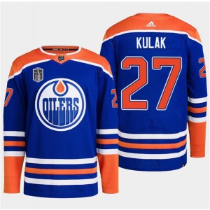 NHL Oilers 27 Brett Kulak Royal 2024 Stanley Cup Final Patch Adidas Men Jersey