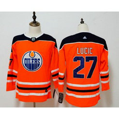NHL Oilers 27 Milan Lucic Orange Adidas Women Jersey