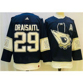NHL Oilers 29 Leon Draisaitl Navy White Adidas Men Jersey