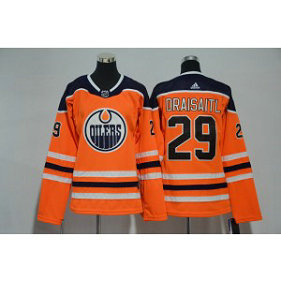 NHL Oilers 29 Leon Draisaitl Orange Adidas Women Jersey