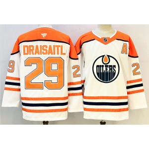 NHL Oilers 29 Leon Draisaitl Orange White New Men Jersey
