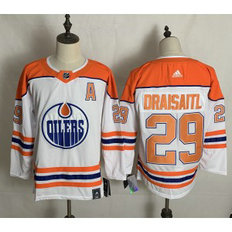 NHL Oilers 29 Leon Draisaitl White 2020 New Adidas Men Jersey