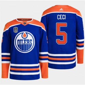 NHL Oilers 5 Cody Ceci Royal 2024 Stanley Cup Final Patch Adidas Men Jersey
