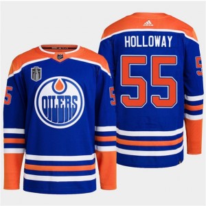 NHL Oilers 55 Holloway Royal 2024 Stanley Cup Final Patch Adidas Men Jersey