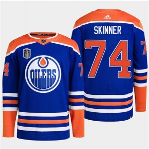 NHL Oilers 74 Skinner Royal 2024 Stanley Cup Final Patch Adidas Men Jersey