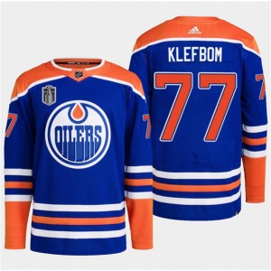 NHL Oilers 77 Oscar Klefbom Royal 2024 Stanley Cup Final Patch Adidas Men Jersey