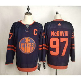 NHL Oilers 97 Connor McDavid Blue 50th anniversary Adidas Men Jersey