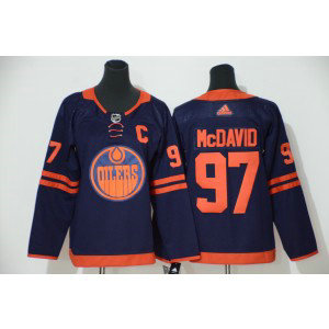 NHL Oilers 97 Connor McDavid Navy 50th anniversary Adidas Women Jersey