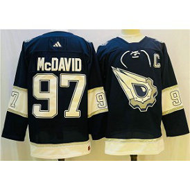 NHL Oilers 97 Connor McDavid Navy White Adidas Men Jersey