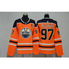 NHL Oilers 97 Connor McDavid Orange Adidas Women Jersey