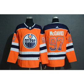 NHL Oilers 97 Connor McDavid Orange Drift Fashion Adidas Men Jersey