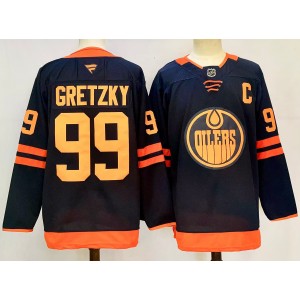 NHL Oilers 99 Wayne Gretzky Navy 2024 New Men Jersey