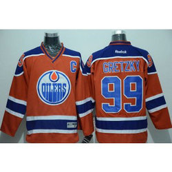 NHL Oilers 99 Wayne Gretzky Orange C PatchCCM Throwback Men Jersey