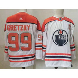NHL Oilers 99 Wayne Gretzky White Orange Adidas Men Jersey