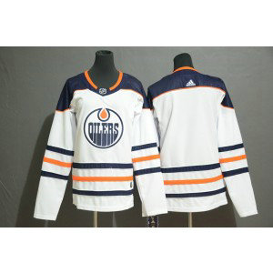 NHL Oilers Blank White Adidas Women Jersey