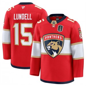 NHL Panthers 15 Anton Lundell Red 2025 Stanley Cup Final Patch New Men Jersey