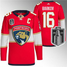 NHL Panthers 16 Aleksander Barkov Red 2023 Stanley Cup Final Adidas Men Jersey