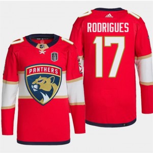 NHL Panthers 17 Evan Rodrigues Red 2024 Stanley Cup Final Patch Adidas Men Jersey