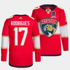 NHL Panthers 17 Evan Rodrigues Red Home 2024 Stanley Cup Champions Adidas Men Jersey