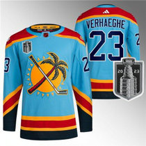 NHL Panthers 23 Carter Verhaeghe Blue 2023 Stanley Cup Final Reverse Retro Adidas Men Jersey