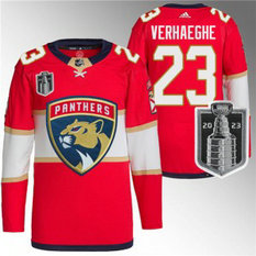 NHL Panthers 23 Carter Verhaeghe Red 2023 Stanley Cup Final Adidas Men Jersey