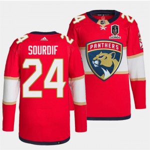 NHL Panthers 24 Justin Sourdif Red Home 2024 Stanley Cup Champions Adidas Men Jersey