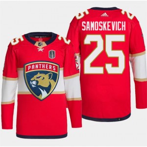 NHL Panthers 25 Mackie Samoskevich Red 2024 Stanley Cup Final Patch Adidas Men Jersey