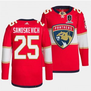 NHL Panthers 25 Mackie Samoskevich Red Home 2024 Stanley Cup Champions Adidas Men Jersey