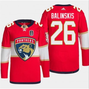 NHL Panthers 26 Uvis Balinskis Red 2024 Stanley Cup Final Patch Adidas Men Jersey