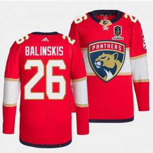 NHL Panthers 26 Uvis Balinskis Red Home 2024 Stanley Cup Champions Adidas Men Jersey