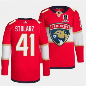 NHL Panthers 41 Anthony Stolarz Red Home 2024 Stanley Cup Champions Adidas Men Jersey